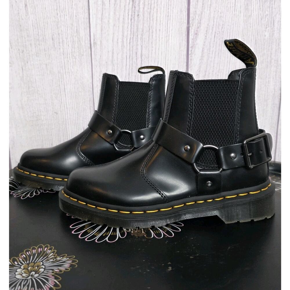 Dr Martens Wincox Harness Chelsea Boots Black Leather US 6